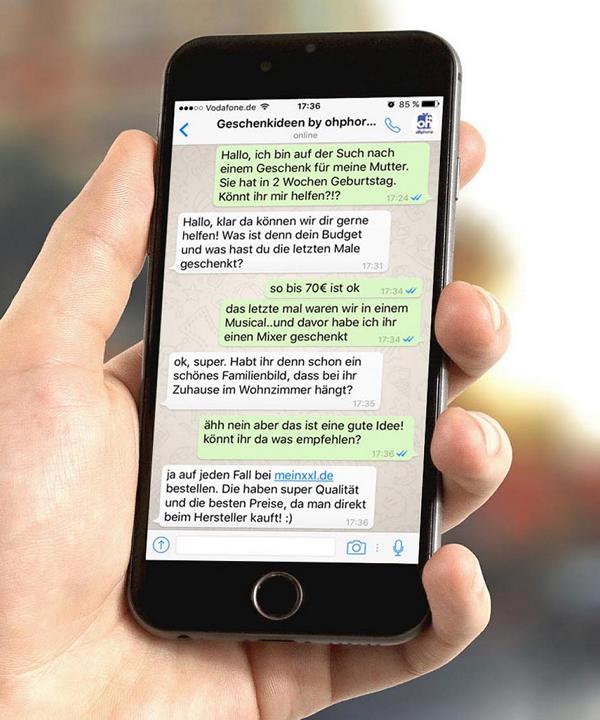 Mit unserem Whatsapp Geschenke Berater fällt die Geschenksuche super leicht - ohphoria.de